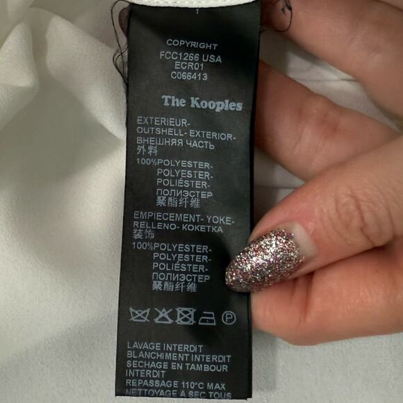 The Kooples White Floral Lace Crepe Long Sleeve Sheer Button Down Blouse Sz XS - Picture 5 of 13